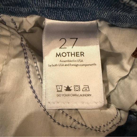 Mother The Looker Crop Distressed Medium Wash Jeans in Graffiti Girl Sz 27 - Picture 8 of 15